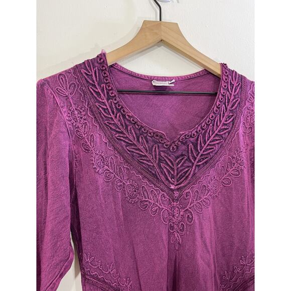 Boho Renaissance Inspired Peasant Tunic Top XL Cottagecore Folk Festival Artsy - Picture 3 of 15